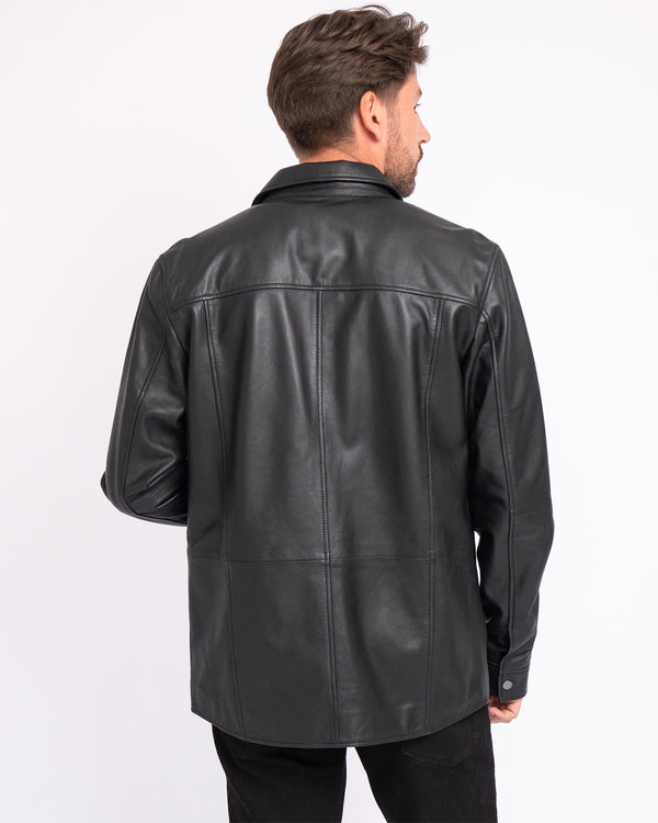 Krome | Men's Button-Down Leather Shirt